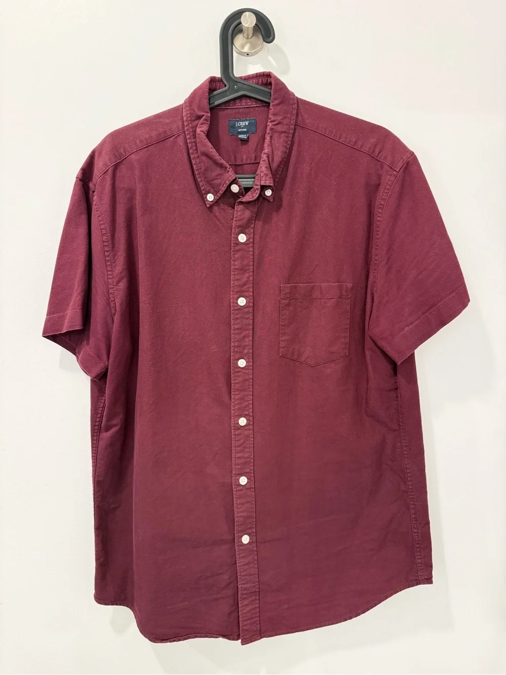 J. Crew Short Sleeve Button-Down Shirt in Burgundy